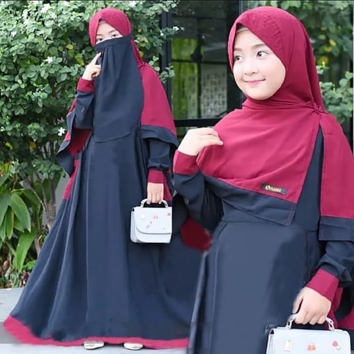 BAJU GAMIS ANAK SHALIHA SYARI KIDS +KHIMAR+CADAR USIA 9-12 TAHUN