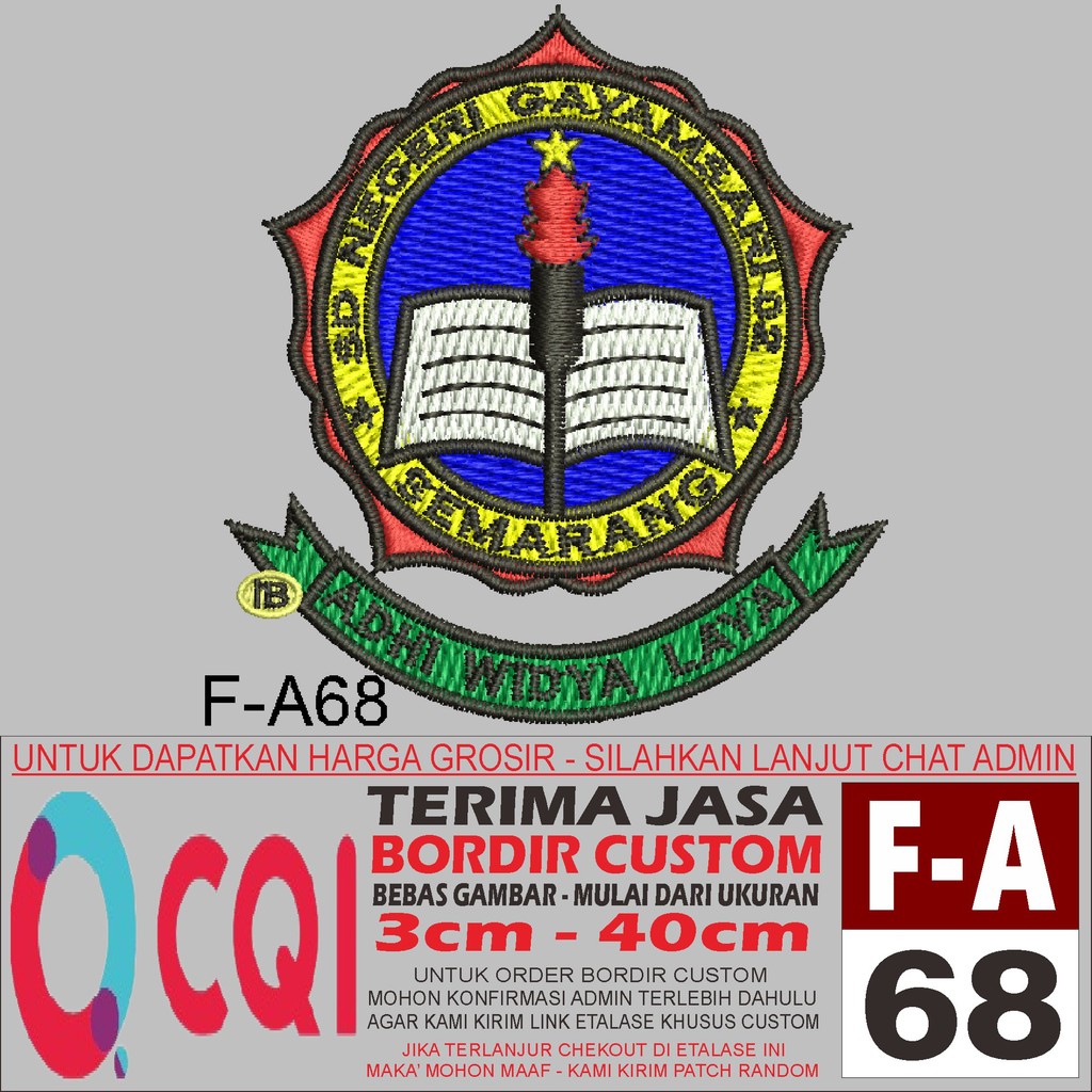 PATCH BORDIR LOGO F-A68 SD NEGERI GAYAMSARI 02 SEMARANG - OCQI EMBROIDERY TESTIMONI