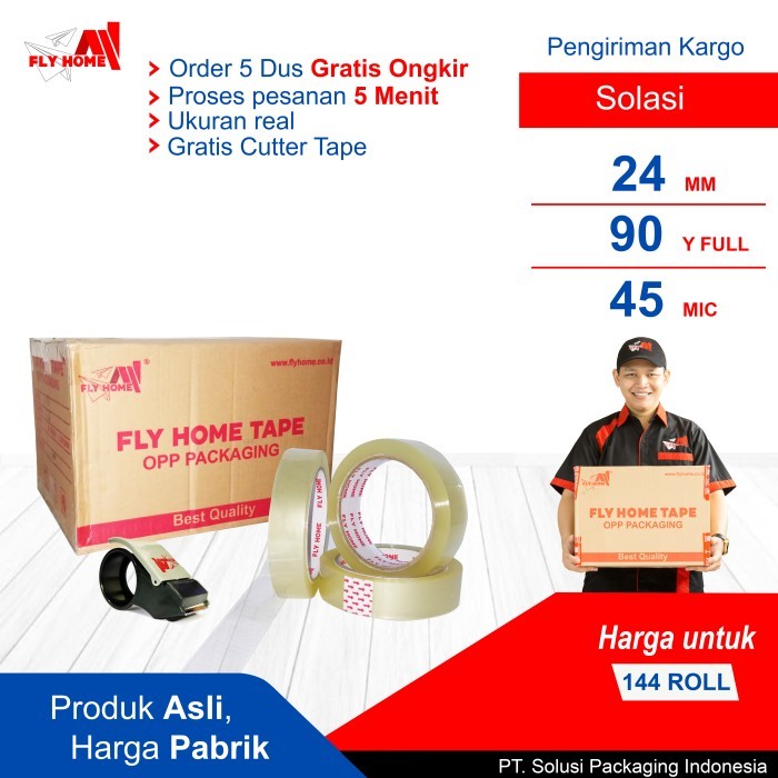 

Produk Viral Flyhome Lakban Kecil Solasi 1Dus 90Yard 24Mm X 90Yard 144Rol Eco Cargo Cod