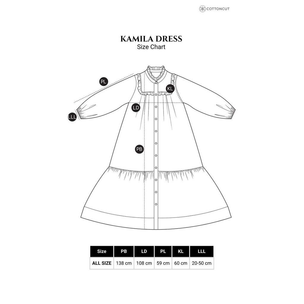 Cottoncut Kamila dress Kids Gamis Gaun Terusan Bordir Kombinasi Muslim