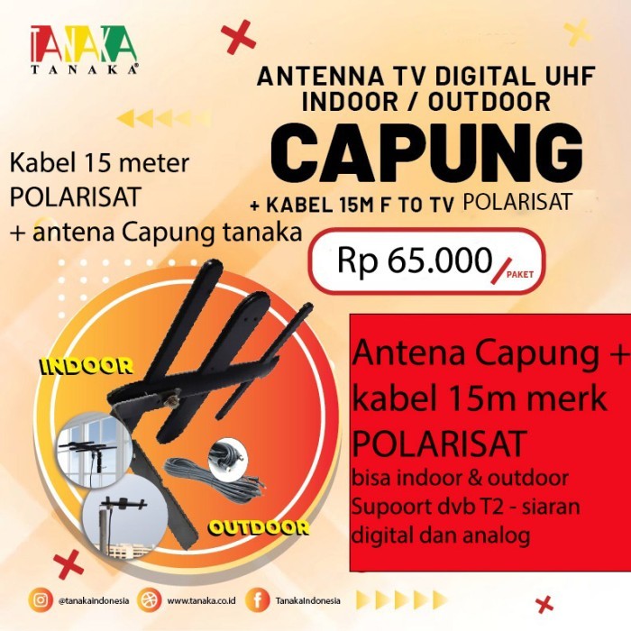 ANTENA CAPUNG TANAKA + 15M POLARISAT TV DIGITAL MODEL HIGH GAIN