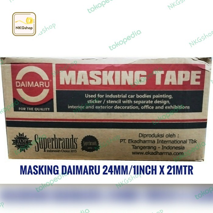 

Sale Masking Tape Daimaru/Lakban Kertas 1' 24Mm X 20M (Min 1Dus = 96Roll)