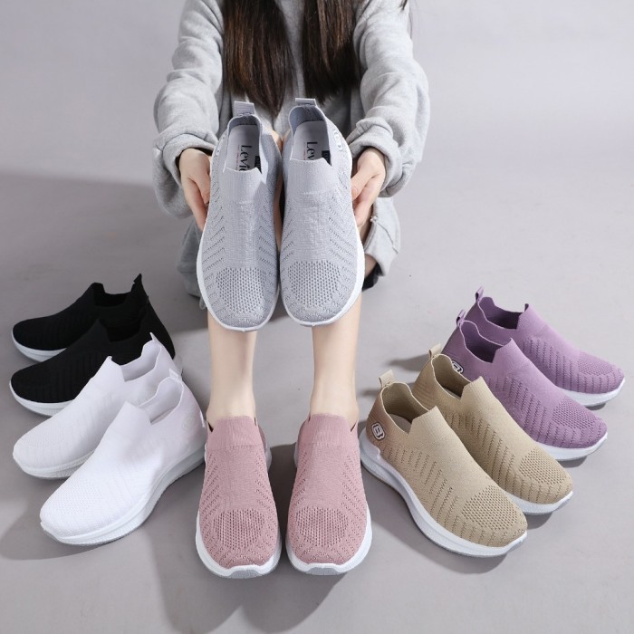 "FREE BOX" Sepatu Rajut Wanita Import Sepatu Wanita Tanpa Tali LV0496