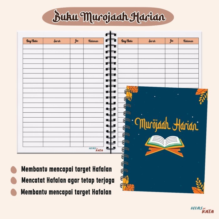 

Sale Buku Catatan Murojaah Hafalan Harian Alquran Size A5 Spiral