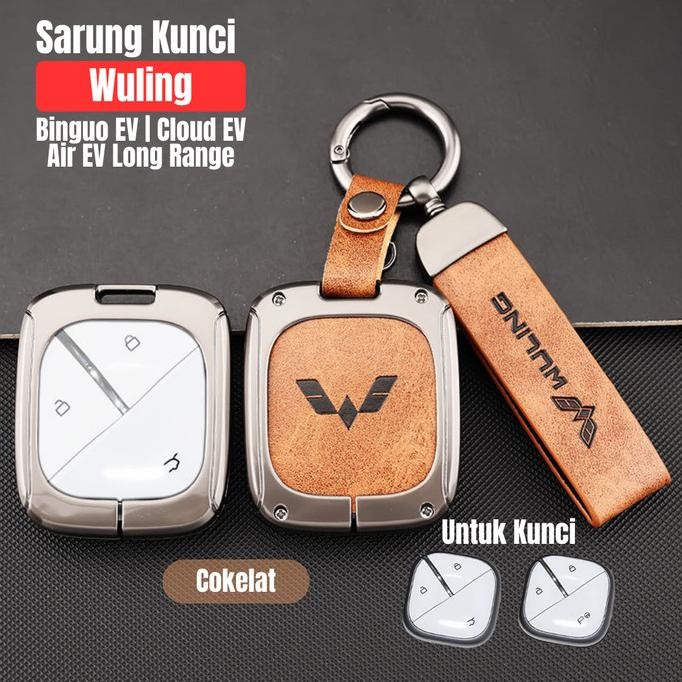 Sarung Kunci Wuling Binguo EV Cloud EV Air Ev Long Range Metal Kulit Key Cover Smart Key