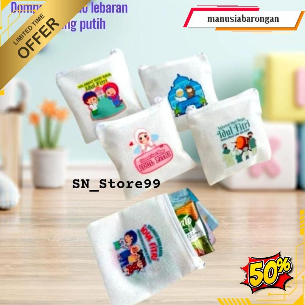 

(Isi 12Pcs) Dompet Amplop / Angpao Putih Resleting Lebaran Idul Fitri Terlaris