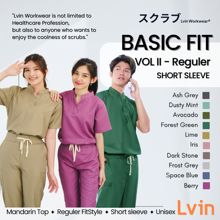Lvin Mandarin Collar Baju OKA Reguler Fit/ Baju Jaga / Set Baju Dokter