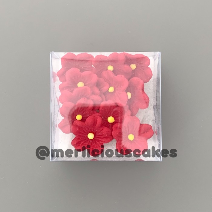 

siap kirim] Sakura 12 Merah Bunga Gumpaste Flower Cake Kue Topper