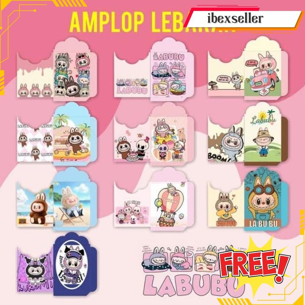 

(100 Lembar) Belum Di Lem, Amplop Lebaran Medium Motif Labubu Gratis Ongkir
