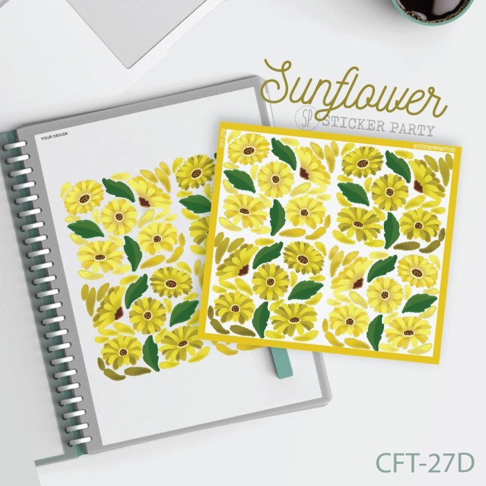 

*****] [Sticker Party] Stiker Bunga Sunflower Matahari Pink Blue Yellow Ungu