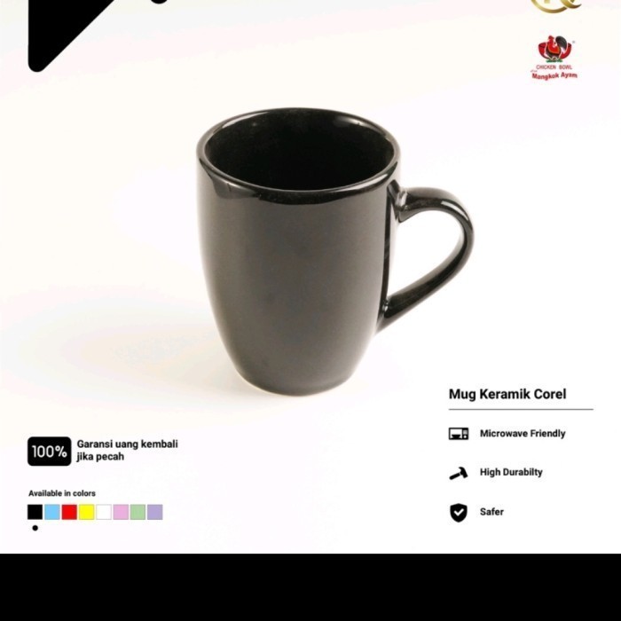 @=@=@=@=] Mug Hitam Corel Cangkir Gelas Gagang Keramik Porselen Teh Kopi Cafe