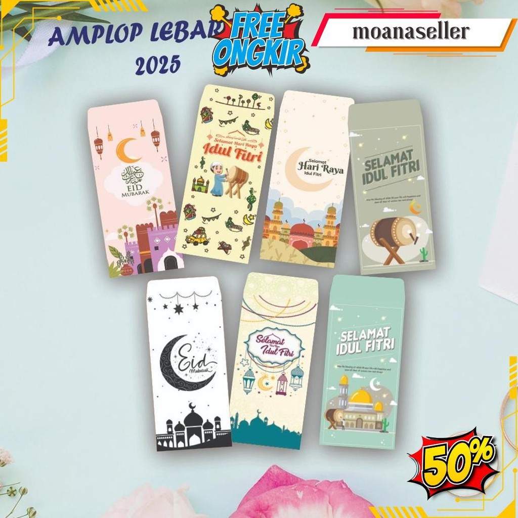 

(10 Pcs) Amplop Lebaran/Eid Mubarak/Idul Fitri/Ramadhan Kareem/Amplop Angpao Lebaran Motif Gratis Ongkir