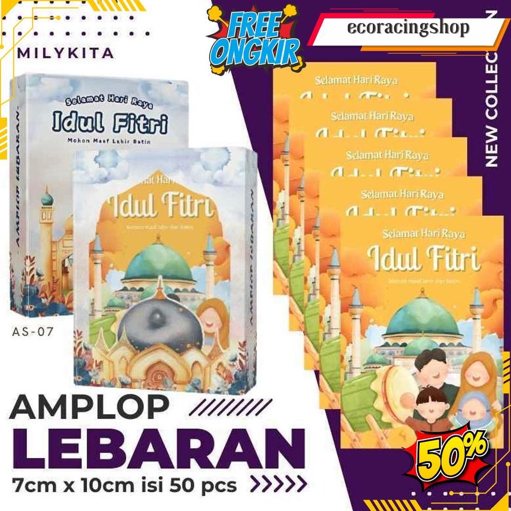 

Amplop Lebaran Idul Fitri Premium Sedang Box Isi 50Pcs Angpau Motif 2025 Uang Lipat 1 Kali Bisa Cod