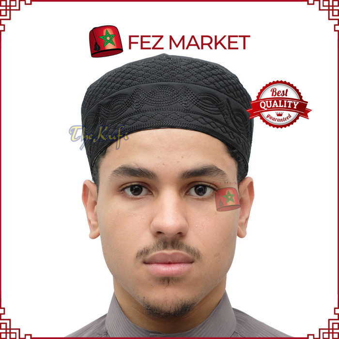Peci Peci Madinah Katun Bordir Hitam Berkualitas - Madinah Embroidered - Hitam, No.05 motif berkuali