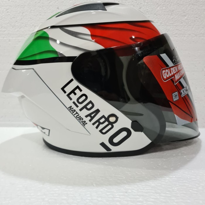 Helm Ghm Force Motif Leopard, Half Face Dewasa,Sni,Bahan Abs Original