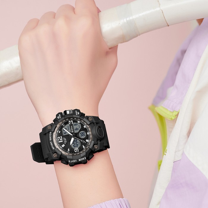 Biden Jam Tangan Wanita Olahraga Analog&Digital Kuarsa Tali Silikonjam