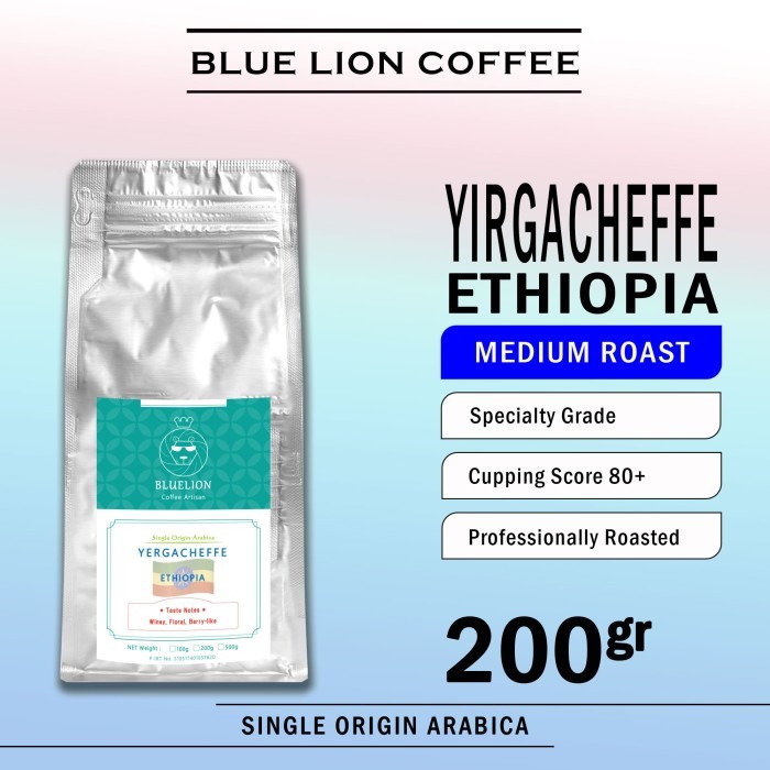 

Blue Lion Coffee Ethiopia Yirgacheffe 200 Gram Kopi Arabica