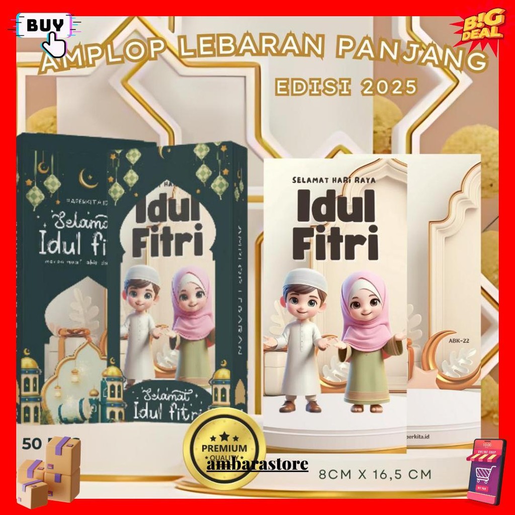 

Amplop Lebaran 2025 Premium Jumbo Isi 50 Pcs Tema Islami Desain Masjid 3D Bulan Sabit Lentera Terlaris