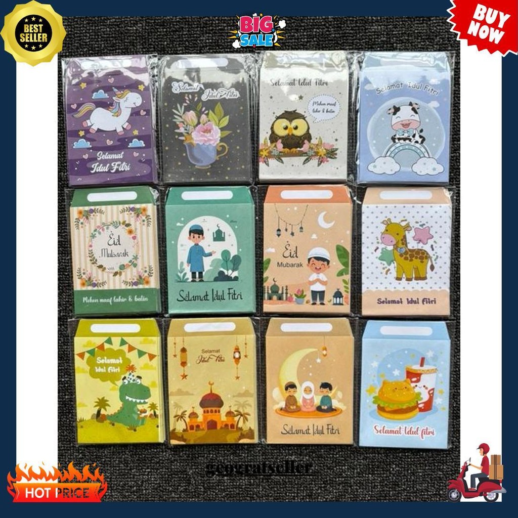 

10Pcs Amplop Lebaran Premium Motif Kekinian Isi 10 Amplop Siap Kirim