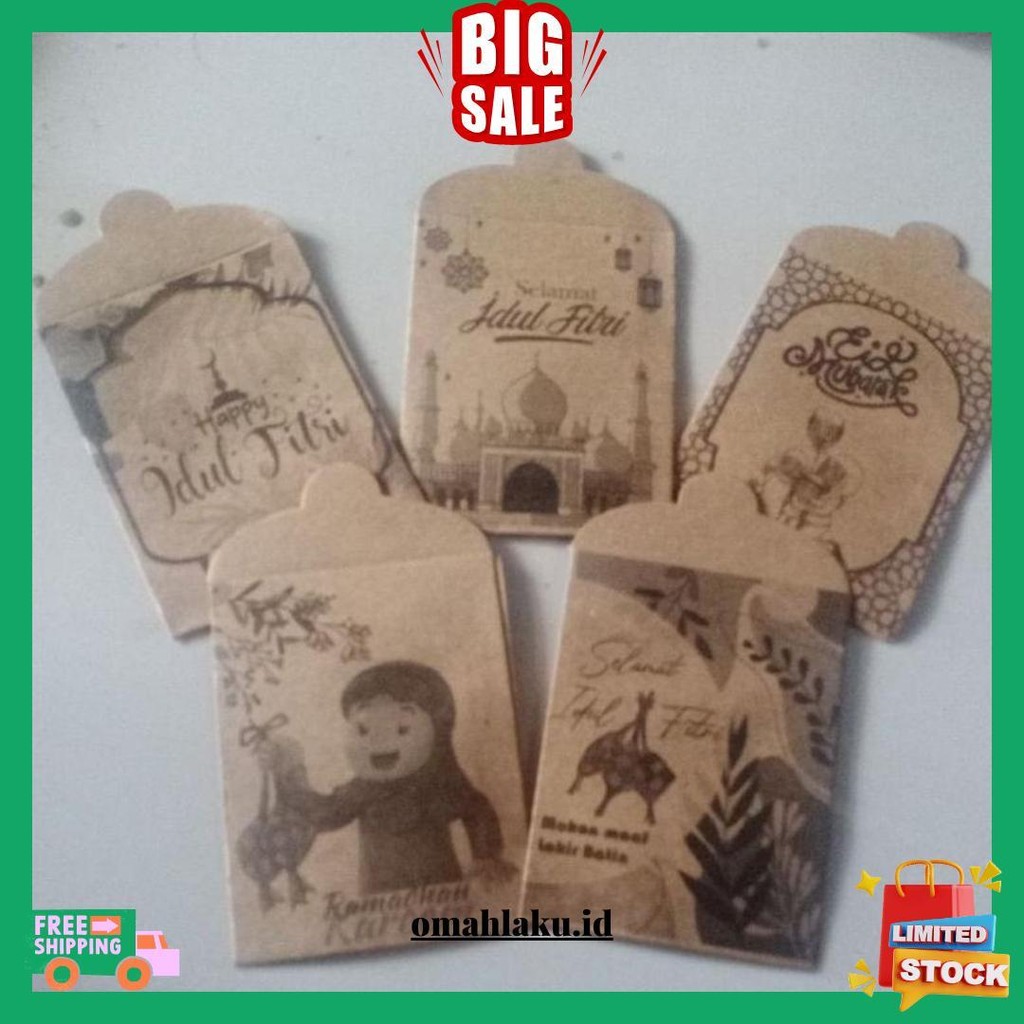 

Angpau Lebaran Rustik Sedang Paket 100Pcs(10Pack) / Amplo Lebaran Hari Raya Idul Fitri Siap Kirim