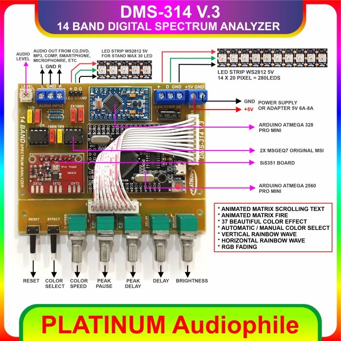 Spectrum Analyzer Modul DMS-314 V3 14 Band Music Analyzer