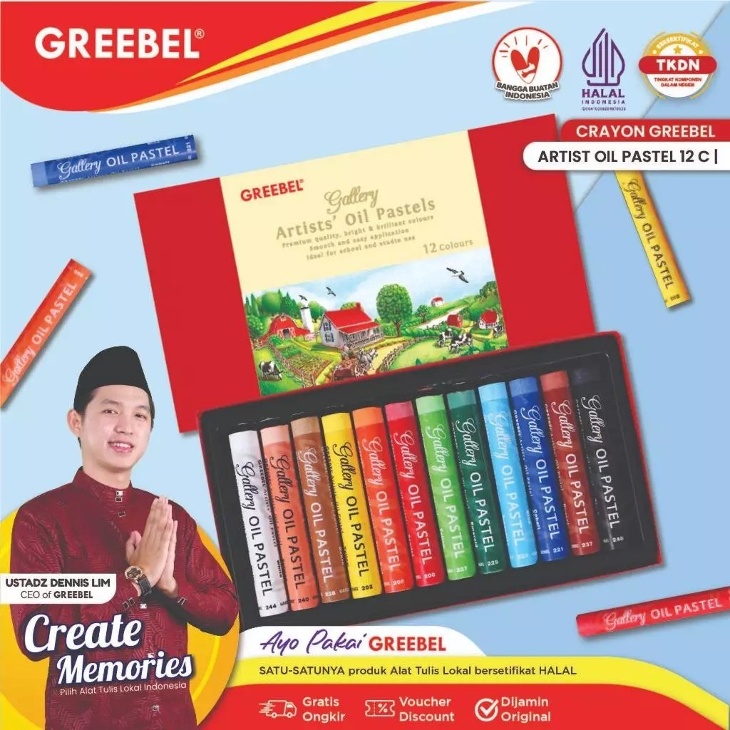 

365 Crayon Warna / Oil Pastel / Crayon Artist / Crayon Set 12 Warna / Greebel Artist Oil Pastel 12C