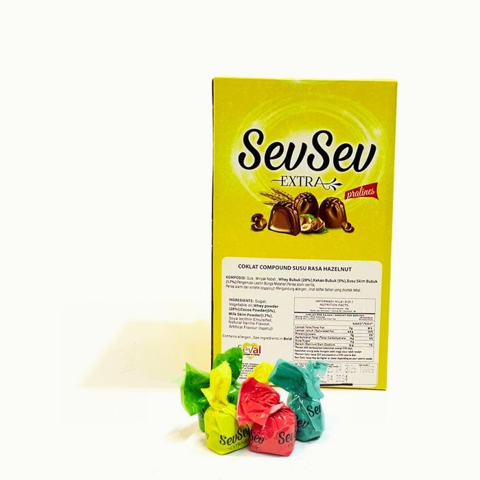 

terbaru !!! coklat sev sev extra 1kg pralines cklat compound susu rasa huzelnut ready