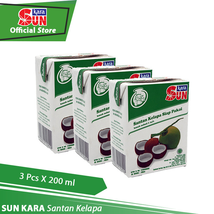 

Sun Kara Santan Kelapa (Coconut Cream) 200 Ml - 3 Pcs Best Seller
