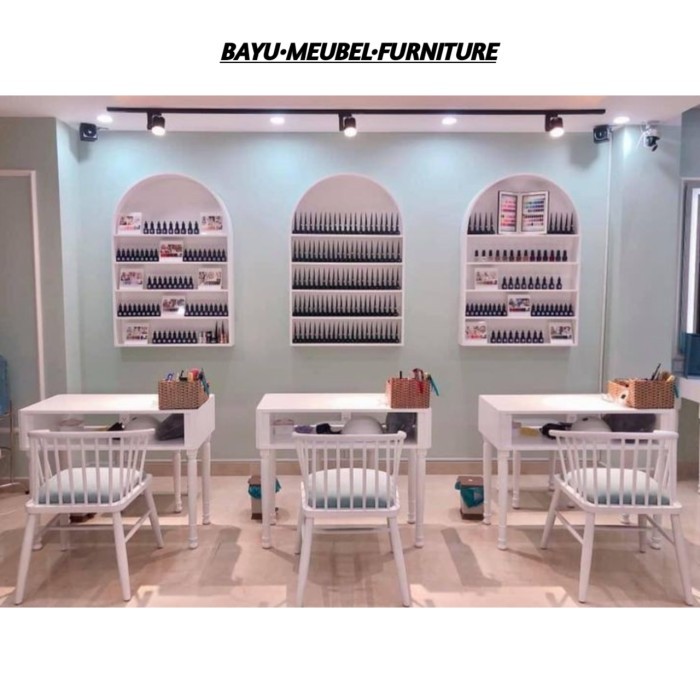 3 Set meja nail art kecantikan & Rak kutek