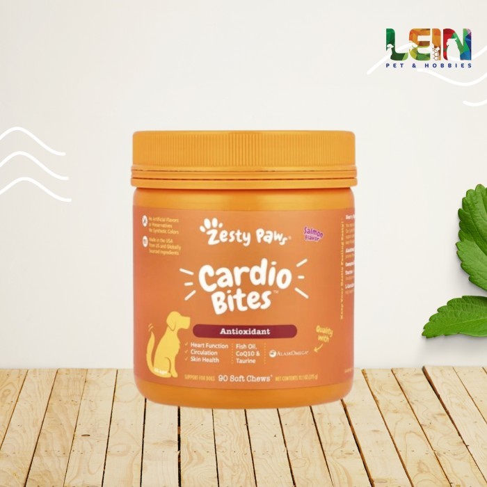 Zesty Paws Cardio Bites Salmon Flavor: Suplemen Jantung & Kulit Sehat untuk Anjing Kesayangan
