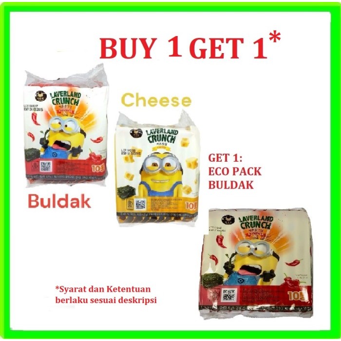 

Laverland Crunch Korean Seaweed ECO PACK Laverland Rumput Laut Nori Manjun Korea 45gr (1 Pack Isi 10