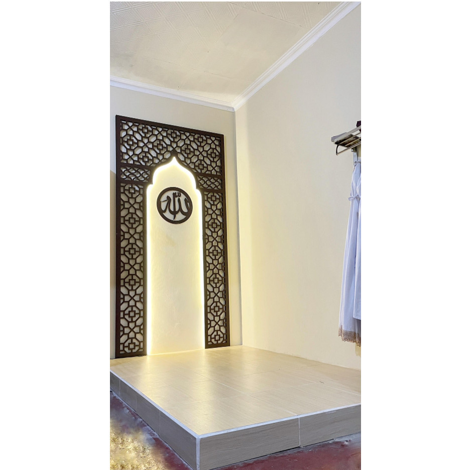 Terbaru Mihrab Pvc Board 9Mm 120X240 Warna Gold + Led Promo