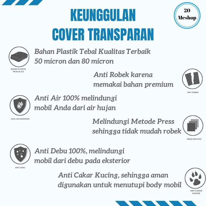 Sarung/ Body Cover Mobil Selimut Mobil Plastik Transparan Bening Terlaris