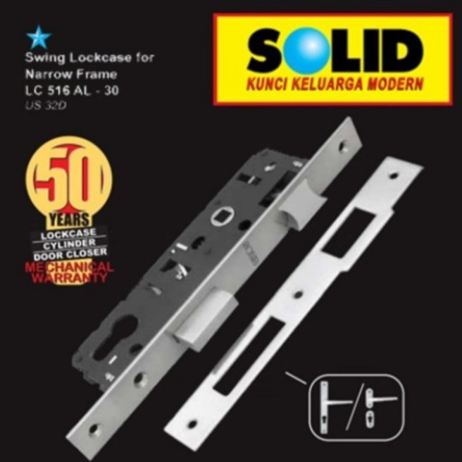 Body Kunci Alumunium Solid LC 516 AL-30 -swinging lockcase