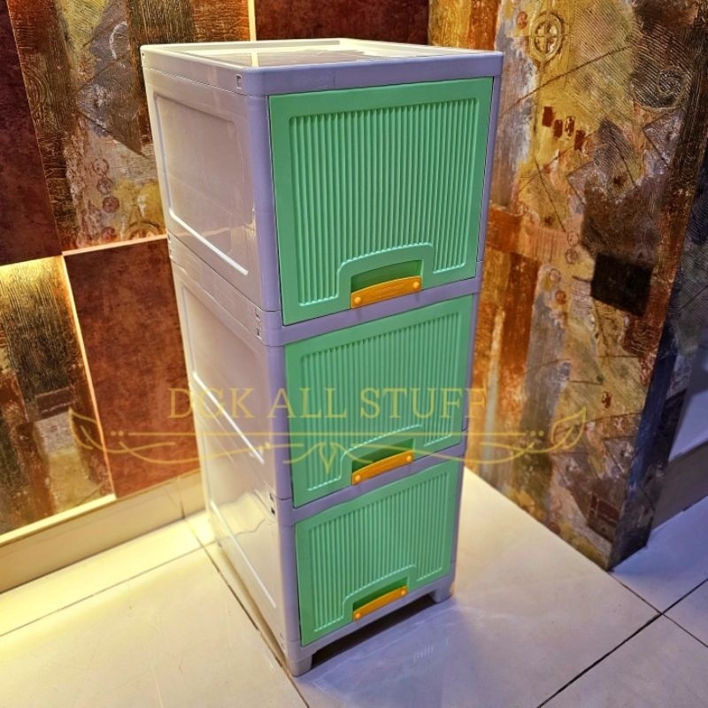 Awet Lemari Laci Kabinet Container Kontainer Rak Kotak Penyimpanan Susun Tumpuk Satu 1 Baris Pintu
