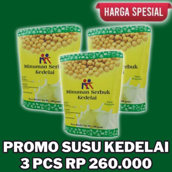 

TERLARIS PAKET 3 MINUMAN SUSU KEDELAI SOYA BEAN POWDER KK INDONESIA KAYA NUTRISI DAN PROTEIN BEBAS