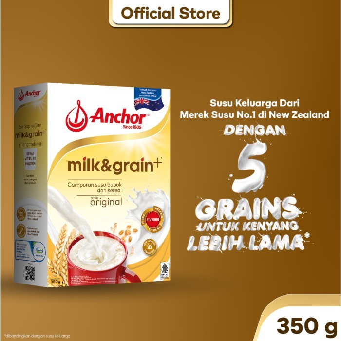 

TERLARIS ANCHOR MILK & GRAIN SUSU KELUARGA ORIGINAL 350G - SUSU BUBUK SEREAL CEREAL SARAPAN