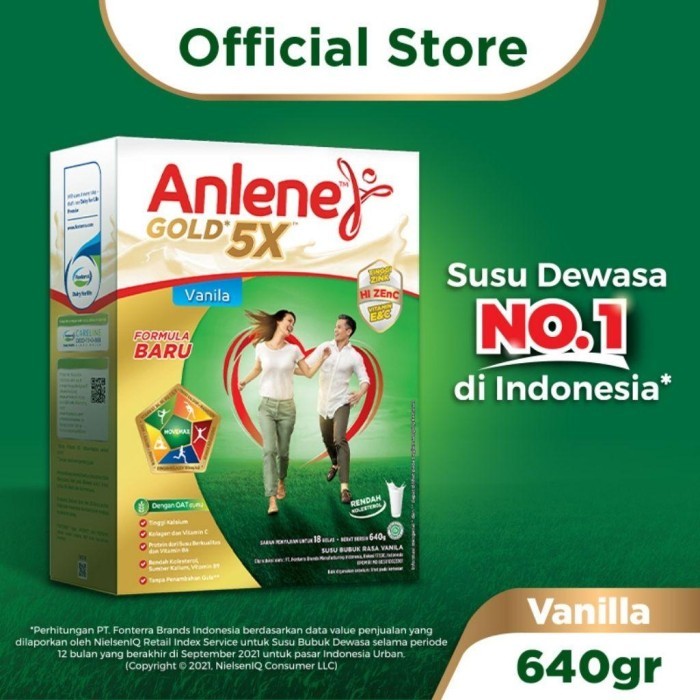 

TERLARIS ANLENE GOLD 5X SUSU BUBUK DEWASA VANILA 620G - NUTRISI TINGGI KALSIUM UNTUK TULANG, SENDI,