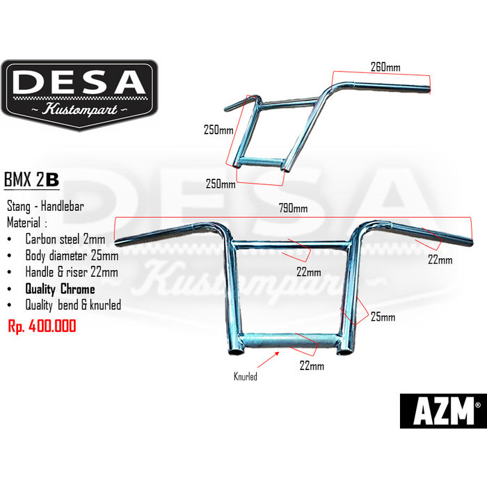 STANG CUSTOM STANG MOTOR STANG CHOPPER STANG BMX CHROME ASLI