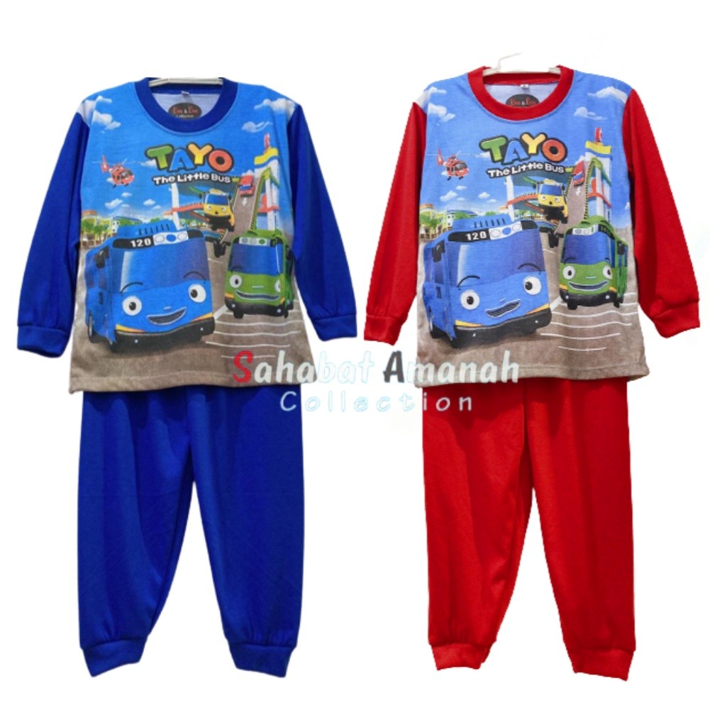 Tahan Lama Setelan Anak Laki - Laki Tangan Panjang Tayo / Baju Tayo / Baju Tangan Panjang / Baju
