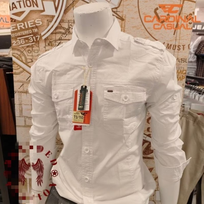 KEMEJA PRIA CARDINAL CASUAL ORI PUTIH LENGAN PANJANG