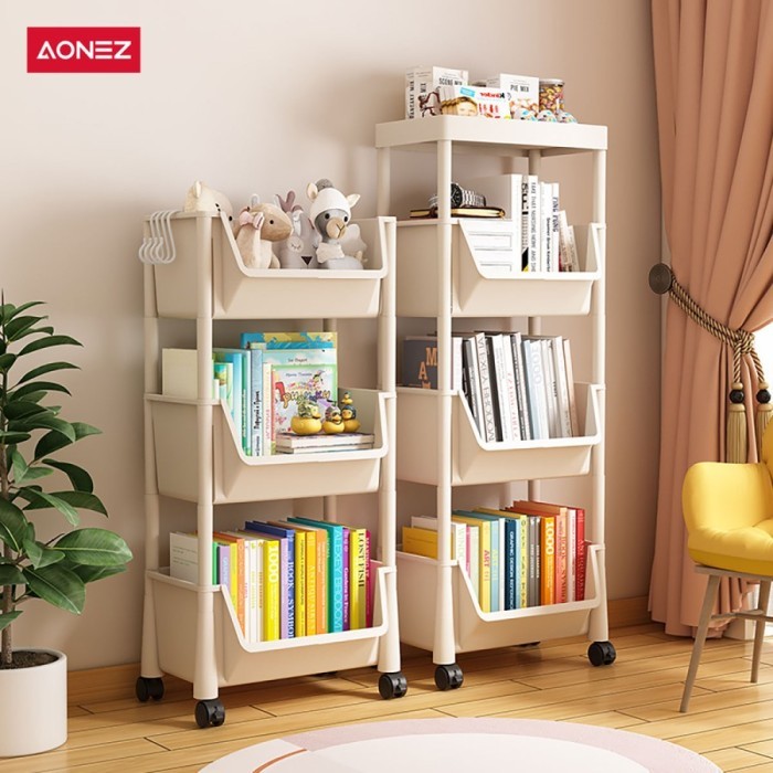 Aonez Rak Dapur Pagar Tinggi Rak Buku Rak Susun Rak Serbaguna Plastic