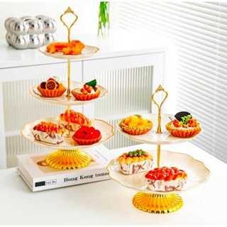 Littleapple_O Gold Cake Tier / Rak Susun Kue 3 Tingkat / STR / Piring Kue Piring Buah Unik 3 Tier