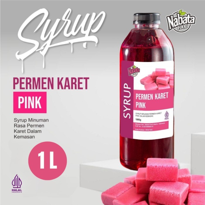 

TERLARIS SIRUP PERMEN KARET 1 LITER / BUBBLE GUM SYRUP 1000 ML NABATA FOOD MURAH!!! MURAH