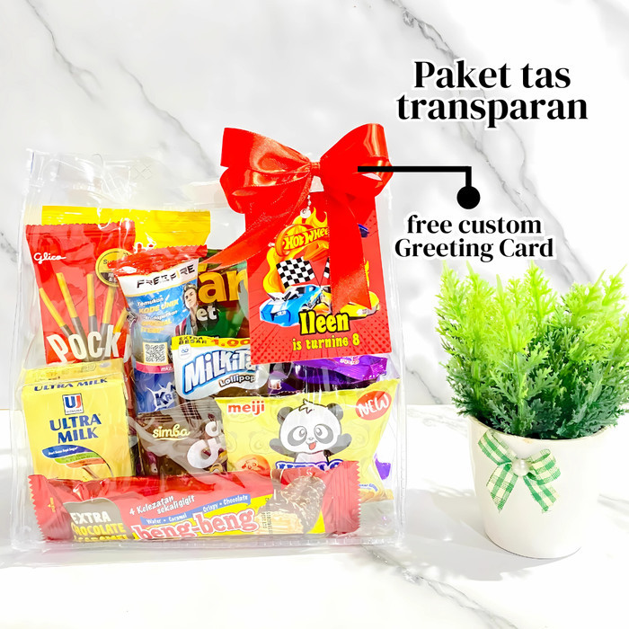 PAKET SNACK TAS TRANSPARAN ULANGTAHUN ANAK MURAH/ HAMPERS ULANG TAHUN