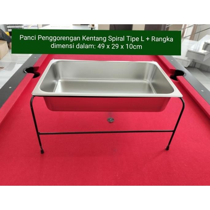 

Panci Penggorengan Kentang Spiral Tipe L + Rangka (Dimensi:49X29X10Cm) Original