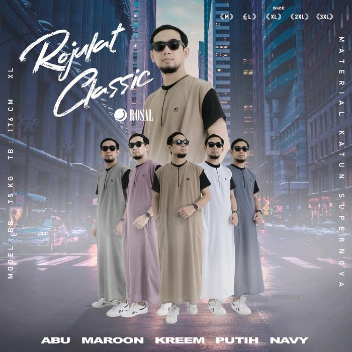 ROSAL - Rompi Sholat - Rojulat Classic - Rompi Shalat model Jubah gamis pria - Rompi Muslim - Rompi