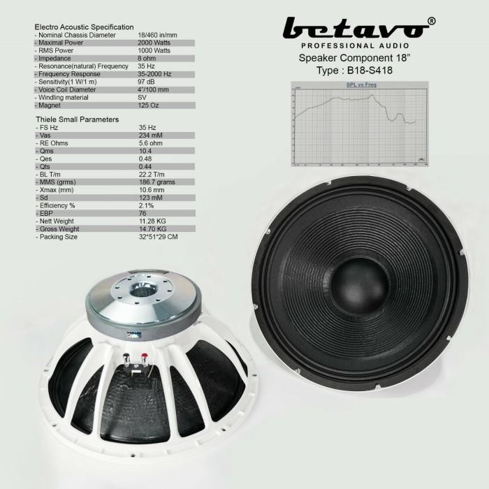 speaker component 18 inch original betavo b18 s 418 speaker komponen Terbaru Berkualitas