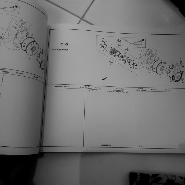 Buku Part Catalog Copian Honda Astrea 800 Termurah Langka