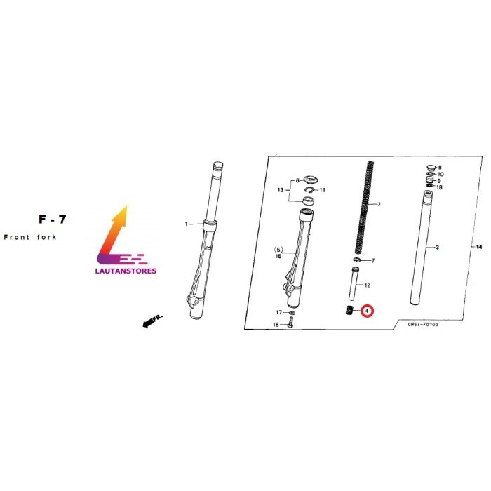 51412-Gn5-901 Per Suling Shock Honda Bebek Termurah Langka